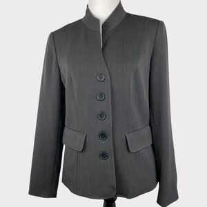 Insight Womens Mandarin Collar Blazer Jacket Charcoal Gray Size 10 Tailored Work